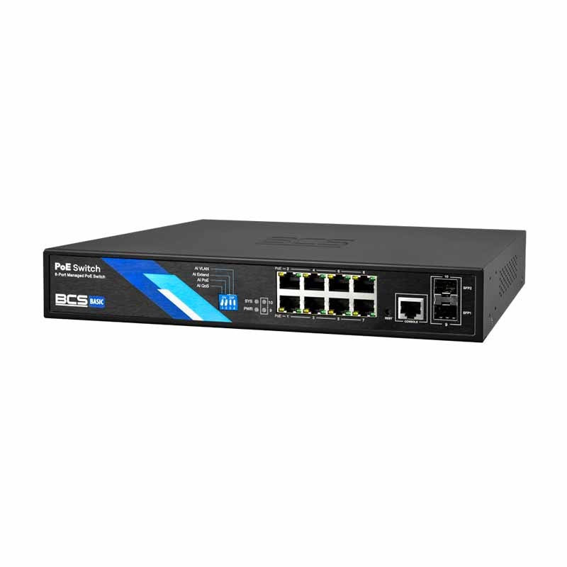 BCS-B-SP08G-2SFP Switch 10 Porturi 8×RJ45 1Gbps, 2×SFP 1Gbps
