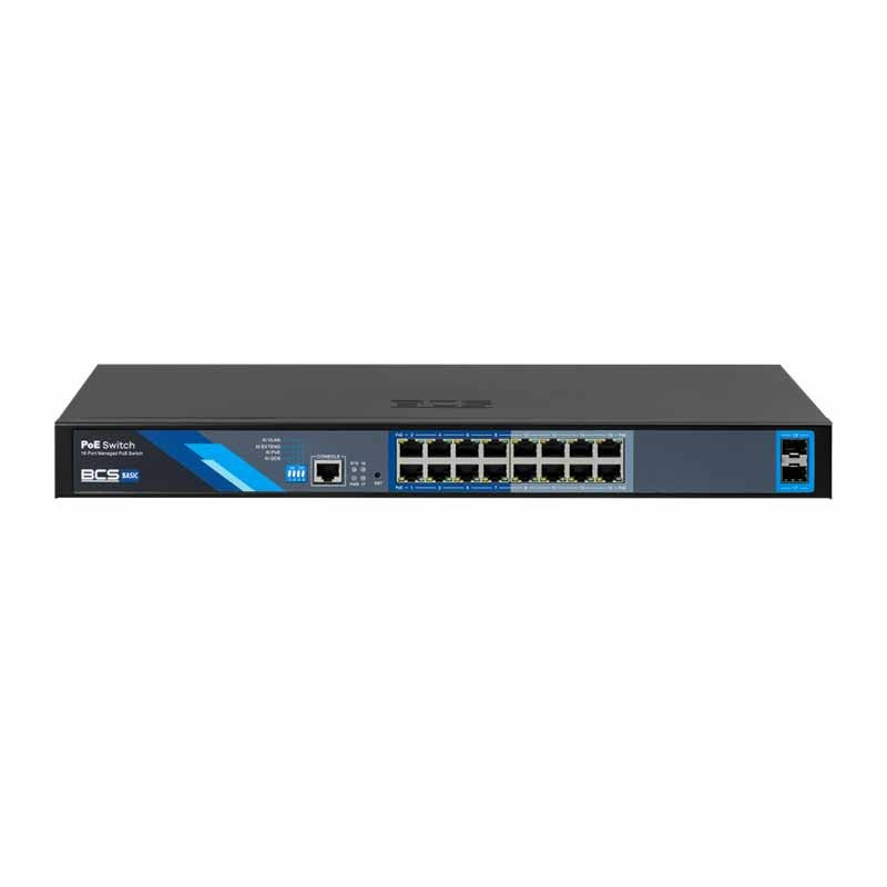 BCS-B-SP16G-2SFP-M Switch 18 Porturi POE cu management, 16×RJ45 1Gbps, 2×SFP 1Gbps